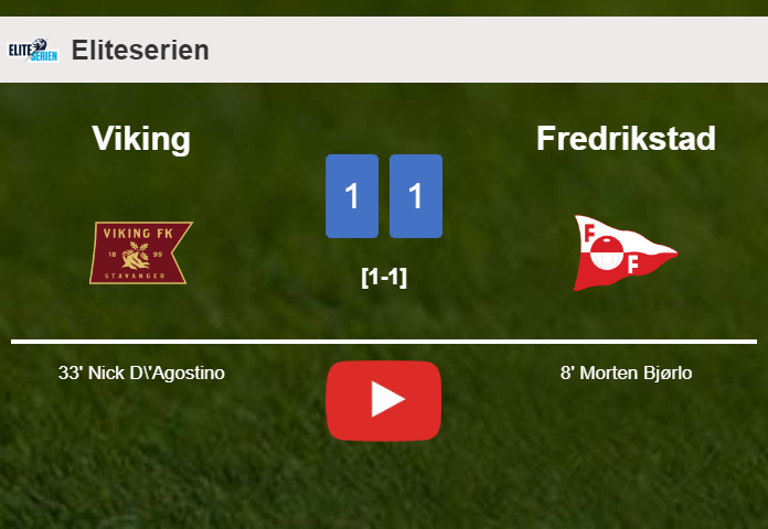 Viking and Fredrikstad draw 1-1 on Sunday. HIGHLIGHTS