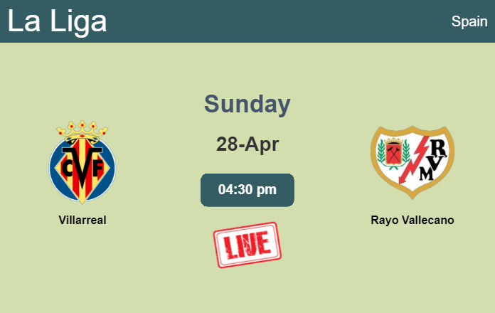 How to watch Villarreal vs. Rayo Vallecano on live stream and at what time