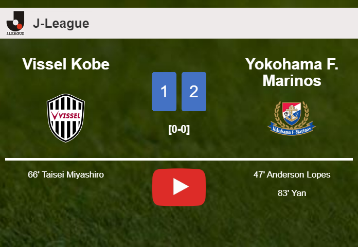 Yokohama F. Marinos overcomes Vissel Kobe 2-1. HIGHLIGHTS