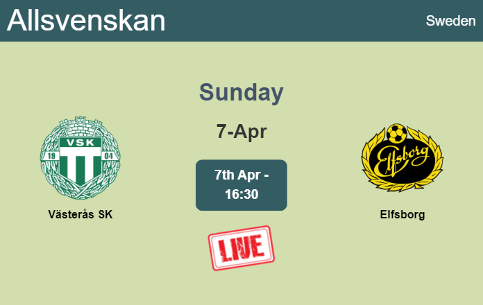 How to watch Västerås SK vs. Elfsborg on live stream and at what time