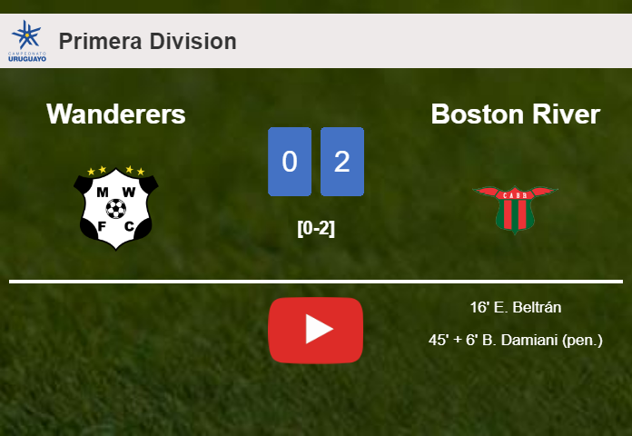 Boston River beats Wanderers 2-0 on Sunday. HIGHLIGHTS