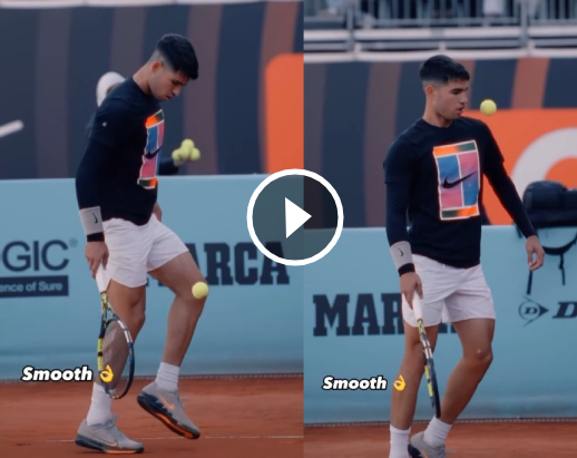 Watch Alcaraz Show His Football Skills In Tennis Court