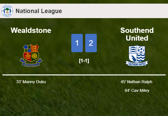 Southend United recovers a 0-1 deficit to conquer Wealdstone 2-1