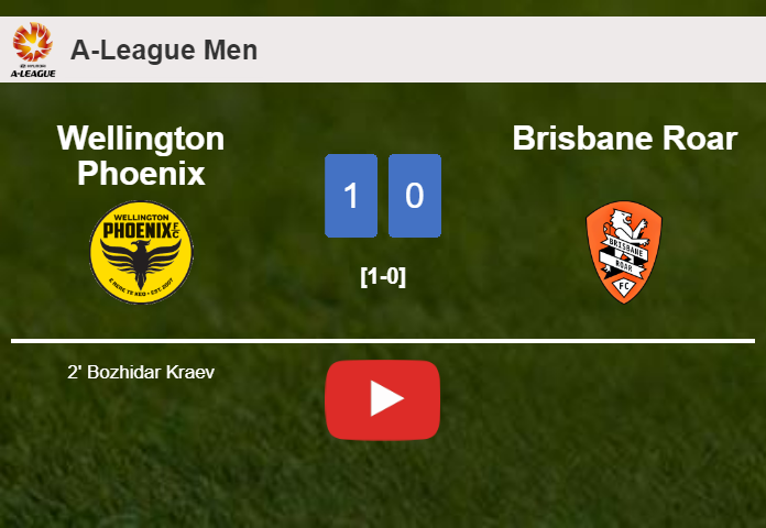 Wellington Phoenix overcomes Brisbane Roar 1-0 with a goal scored by B. Kraev. HIGHLIGHTS