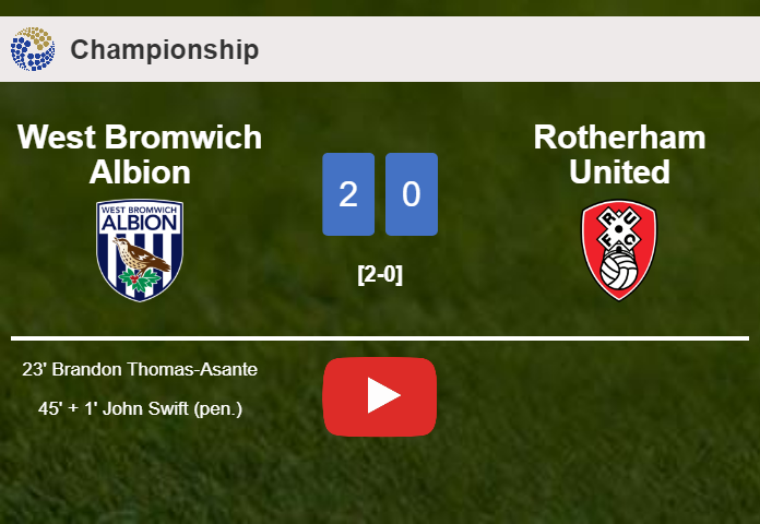 West Bromwich Albion surprises Rotherham United with a 2-0 win. HIGHLIGHTS