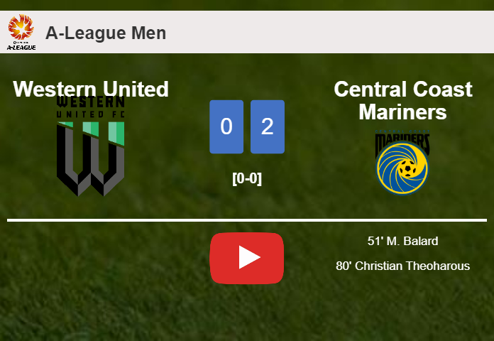Central Coast Mariners defeated Western United with a 2-0 win. HIGHLIGHTS