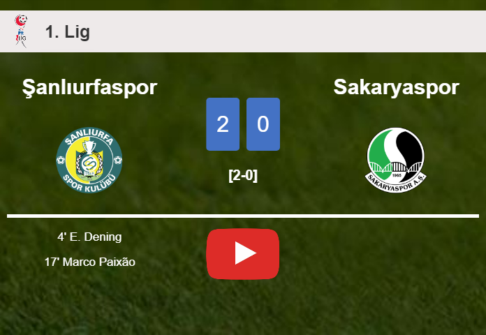 Şanlıurfaspor tops Sakaryaspor 2-0 on Tuesday. HIGHLIGHTS