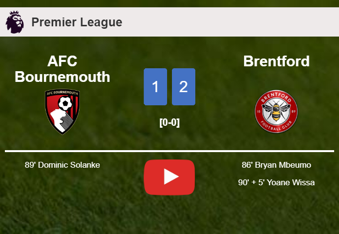 Brentford steals a 2-1 win against AFC Bournemouth. HIGHLIGHTS