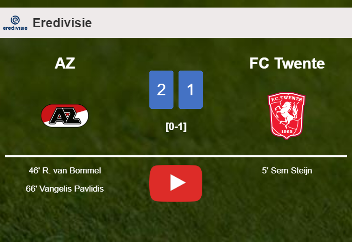 AZ recovers a 0-1 deficit to beat FC Twente 2-1. HIGHLIGHTS