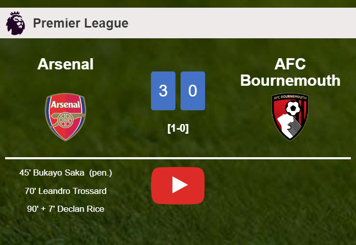Arsenal beats AFC Bournemouth 3-0. HIGHLIGHTS