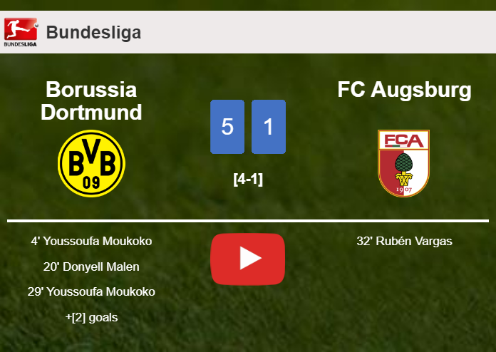 Borussia Dortmund destroys FC Augsburg 5-1 showing huge dominance. HIGHLIGHTS