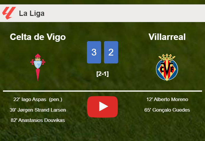 Celta de Vigo tops Villarreal 3-2. HIGHLIGHTS