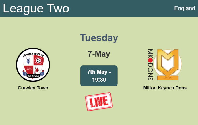 How to watch Crawley Town vs. Milton Keynes Dons on live stream and at what time