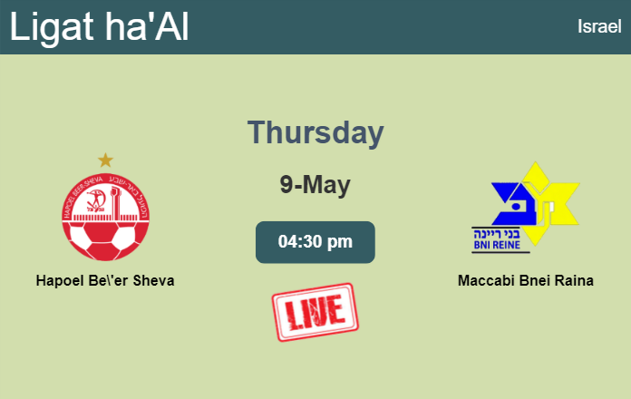 How to watch Hapoel Be'er Sheva vs. Maccabi Bnei Raina on live stream and at what time