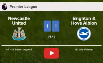 Newcastle United and Brighton & Hove Albion draw 1-1 on Saturday. HIGHLIGHTS
