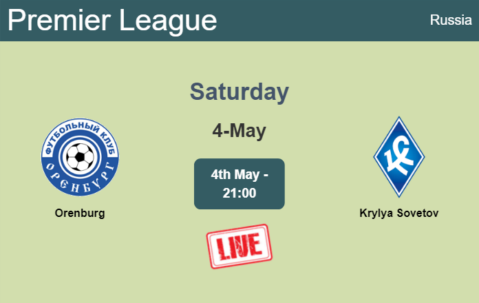 How to watch Orenburg vs. Krylya Sovetov on live stream and at what time