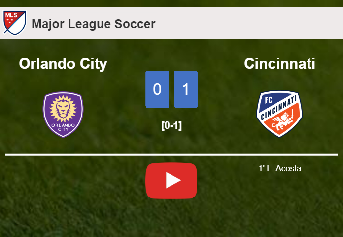 Cincinnati tops Orlando City 1-0 with a goal scored by L. Acosta. HIGHLIGHTS