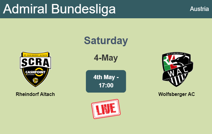 How to watch Rheindorf Altach vs. Wolfsberger AC on live stream and at what time