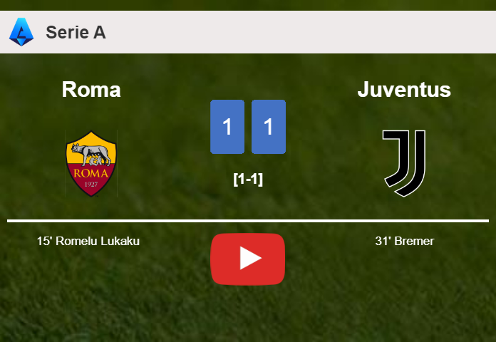 Roma and Juventus draw 1-1 on Sunday. HIGHLIGHTS