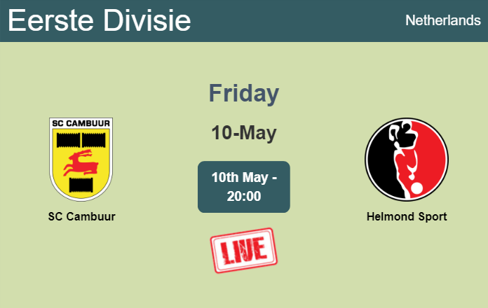 How to watch SC Cambuur vs. Helmond Sport on live stream and at what time