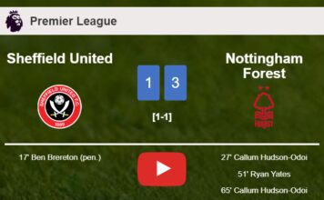 Nottingham Forest beats Sheffield United 3-1 with 2 goals from C. Hudson-Odoi. HIGHLIGHTS