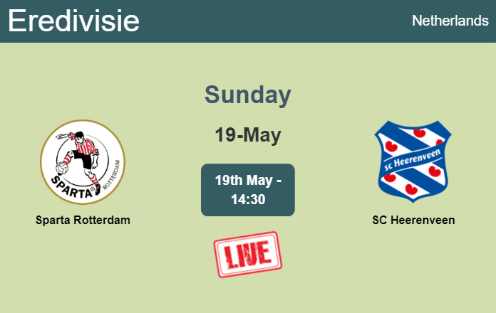 How to watch Sparta Rotterdam vs. SC Heerenveen on live stream and at what time