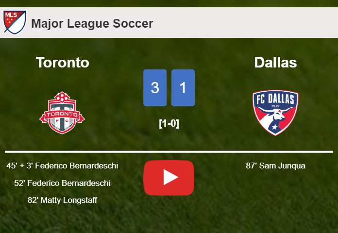 Toronto prevails over Dallas 3-1. HIGHLIGHTS