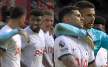 Tottenham's Cristian Romero And Emerson Royal Clash At Anfield
