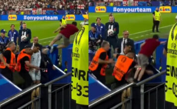 Cristiano Ronaldo Narrowly Avoids Collision With Fan After Portugal's Shock Loss