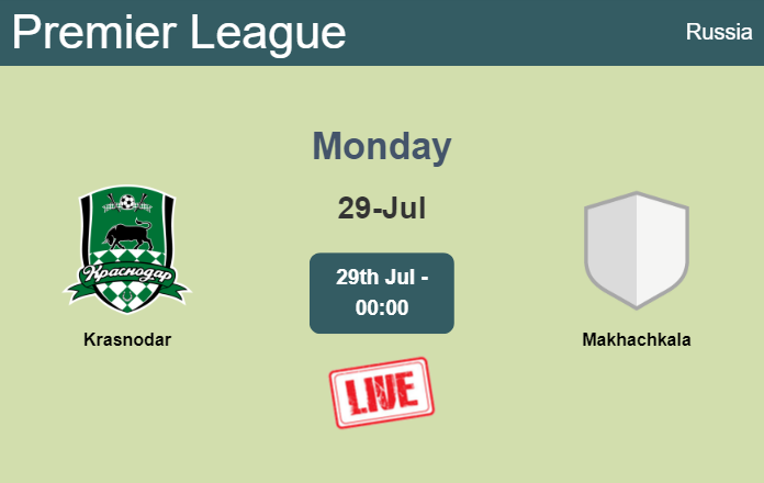 How to watch Krasnodar vs. Makhachkala on live stream and at what time