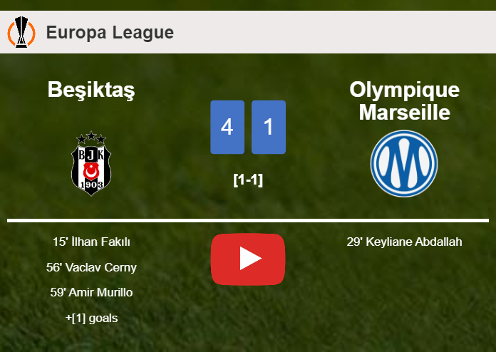 Beşiktaş demolishes Olympique Marseille 4-1 with a superb match. HIGHLIGHTS