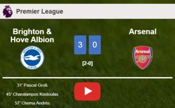 Brighton & Hove Albion tops Arsenal 3-0. HIGHLIGHTS Brighton & Hove Albion tops Arsenal 3-0. HIGHLIGHTS