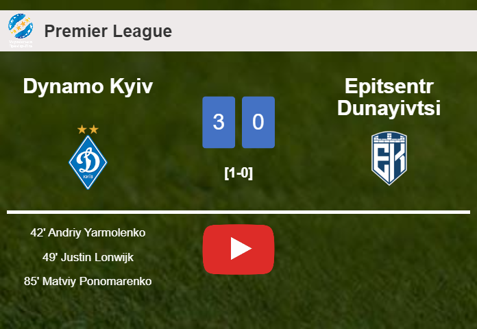 Dynamo Kyiv beats Epitsentr Dunayivtsi 3-0. HIGHLIGHTS