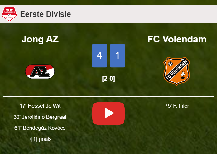 Jong AZ estinguishes FC Volendam 4-1 with a superb match. HIGHLIGHTS