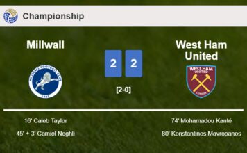 LIVE. West Ham United manages to draw 2-2 with Millwall after recovering a 0-2 deficit