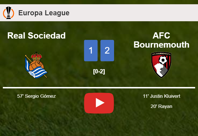 AFC Bournemouth defeats Real Sociedad 2-1. HIGHLIGHTS