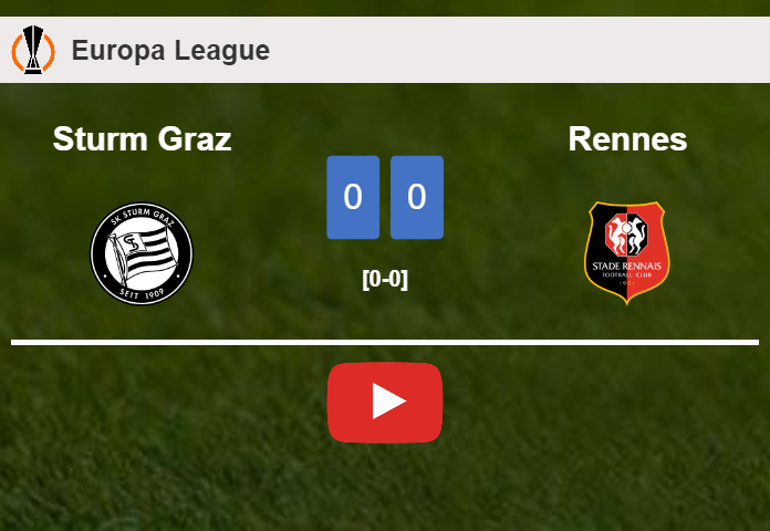 Sturm Graz draws 0-0 with Rennes on Wednesday. HIGHLIGHTS Sturm Graz draws 0-0 with Rennes on Wednesday. HIGHLIGHTS