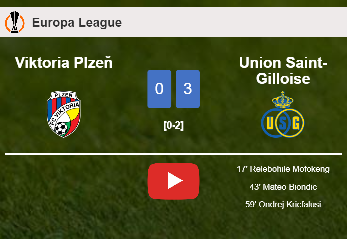 Union Saint-Gilloise tops Viktoria Plzeň 3-0. HIGHLIGHTS